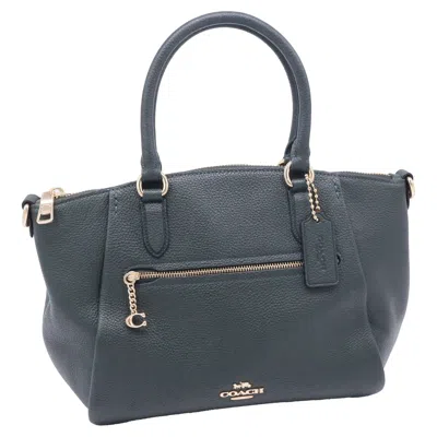 Coach Elise Satchel Handbag In Olive Green Leather