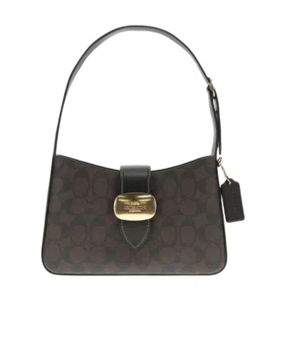 Coach Eliza Logo Shoulder Bag In Black