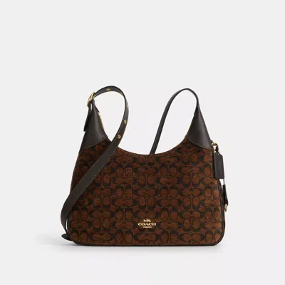 Coach Ella Shoulder Bag In Signature Chenille In Brown