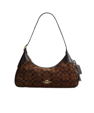 Coach Ella Small Shoulder Bag In Signature Chenille In Brown