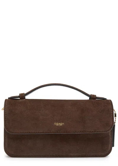 Coach Elora Suede Top Handle Bag In Dark Brown