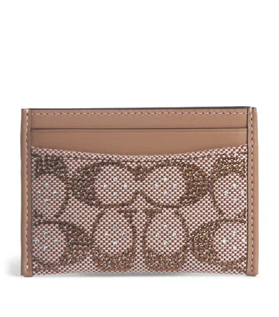 Coach Embellished Essential Card Holder In Beige