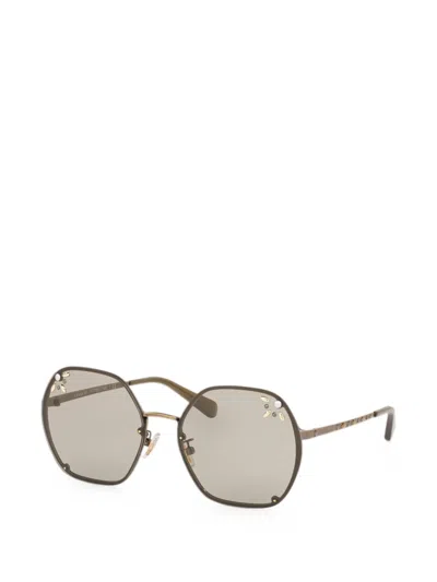 Coach Embellished Geometric-frame Sunglasses In Neutral