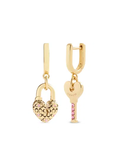 Coach Embellished Hoop Earrings In Neutral