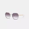 Coach Embellished Narrow Metal Hexagon Sunglasses In Purple Gradient
