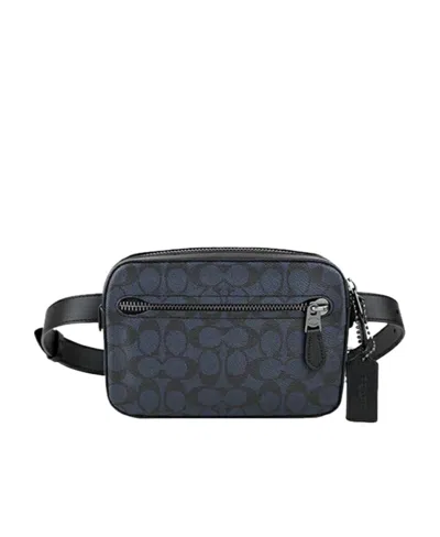 Coach Emblem Printing Waist Bag In Black