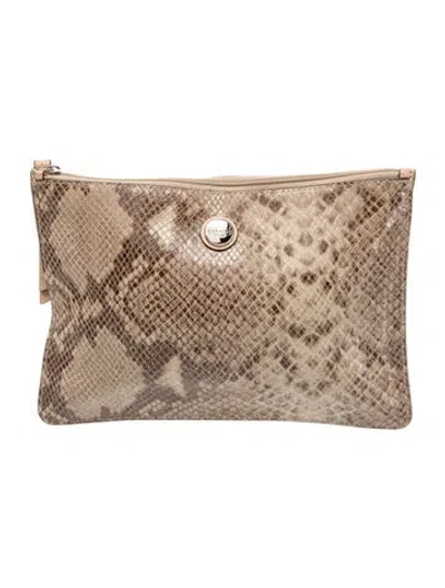 Pre-owned Coach Embossed Leather Clutch In Neutral