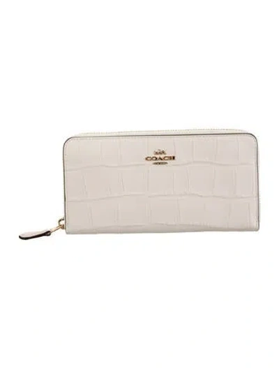 Pre-owned Coach Embossed Leather Continental Wallet In Neutral