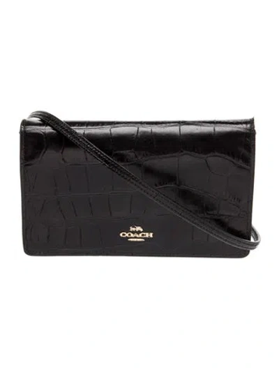 Pre-owned Coach Embossed Leather Crossbody Bag In Black