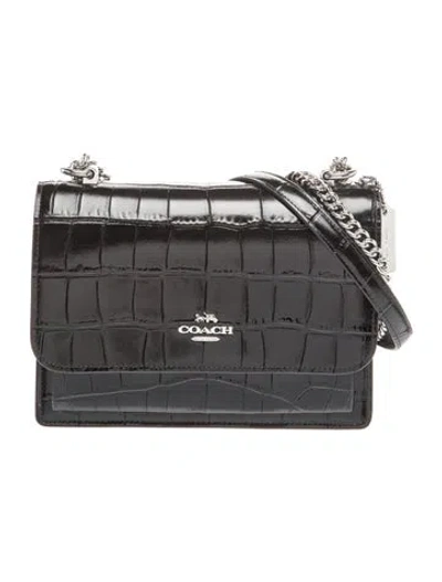 Pre-owned Coach Embossed Leather Crossbody Bag In Black