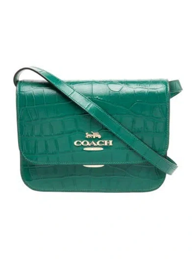 Pre-owned Coach Embossed Leather Crossbody Bag In Green