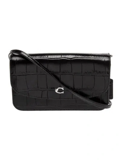 Pre-owned Coach Embossed Leather Messenger Bag In Black