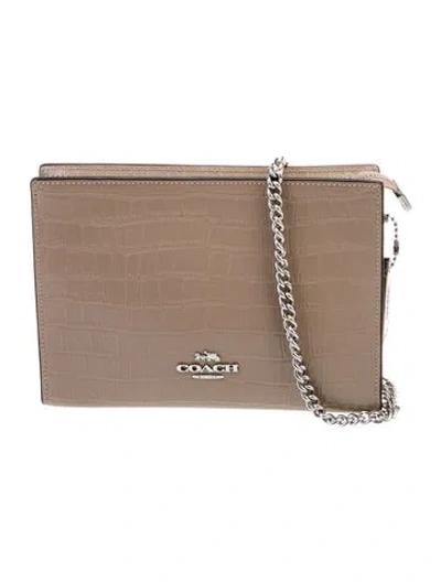 Pre-owned Coach Embossed Leather Minaudière In Neutral
