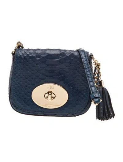 Pre-owned Coach Embossed Leather Shoulder Bag In Blue