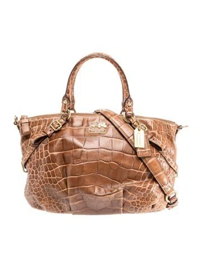 Pre-owned Coach Embossed Leather Shoulder Bag In Brown
