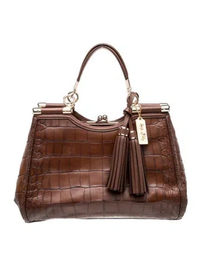Pre-owned Coach Embossed Leather Shoulder Bag In Brown