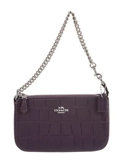 Pre-owned Coach Embossed Leather Shoulder Bag In Gray