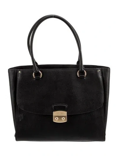 Pre-owned Coach Embossed Leather Top Handle Bag In Black