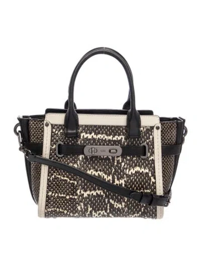 Pre-owned Coach Embossed Leather Top Handle Bag In Black