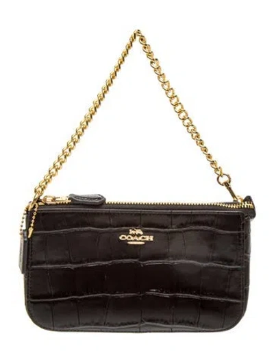 Pre-owned Coach Embossed Leather Top Handle Bag In Brown