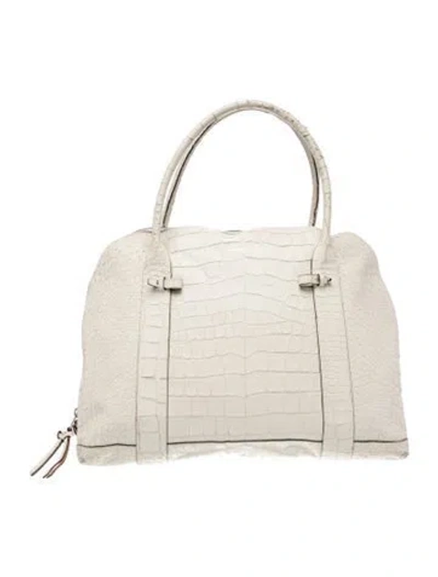 Pre-owned Coach Embossed Leather Top Handle Bag In Neutral