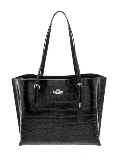 Pre-owned Coach Embossed Leather Tote In Black