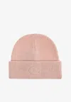 Coach Embossed Logo Wool Beanie In Pink