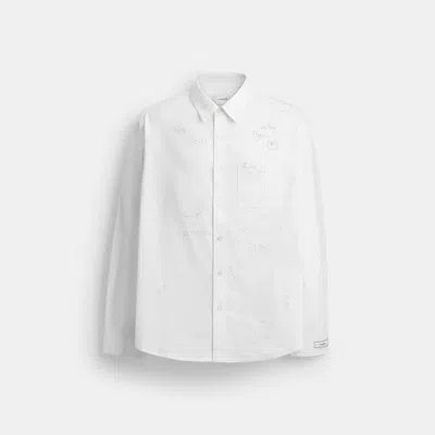Coach Embroidered Button Up Shirt In White