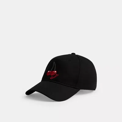 Coach Embroidered Cherries Baseball Hat In Brown
