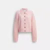 Coach Embroidered Cropped Cardigan In Pink