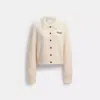 Coach Embroidered Cropped Cardigan In Sand