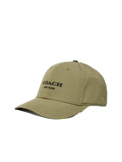 Coach Embroidered Logo Baseball Cap In Green