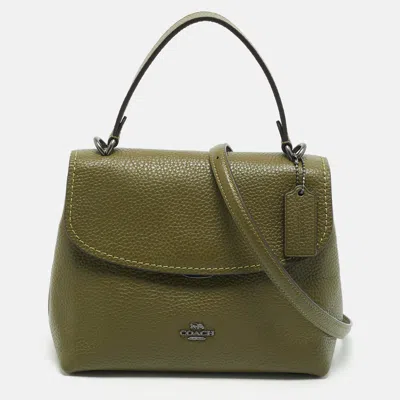 Pre-owned Coach Emory Olive Green Leather Top Handle Bag