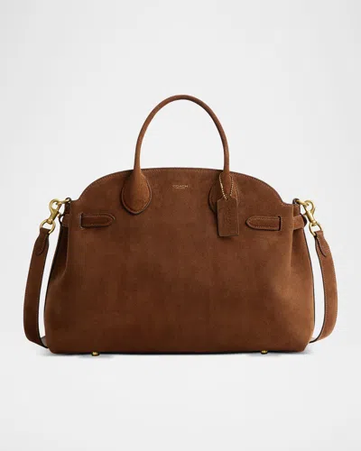Empire 40 Soft Suede Carryall Crossbody Bag In Brown from COACH