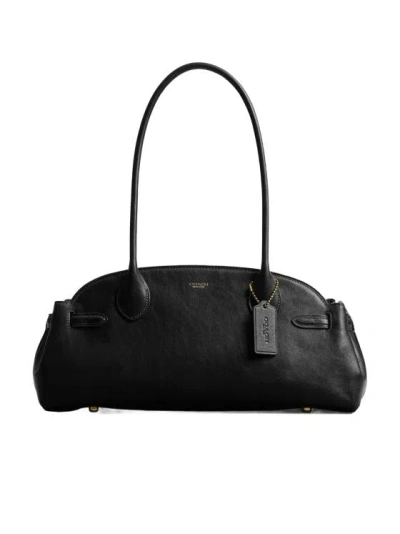 Coach Womens Empire 34 Leather Carryall Bag Black