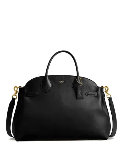 Coach Empire Carryall Leather Tote Bag In Black