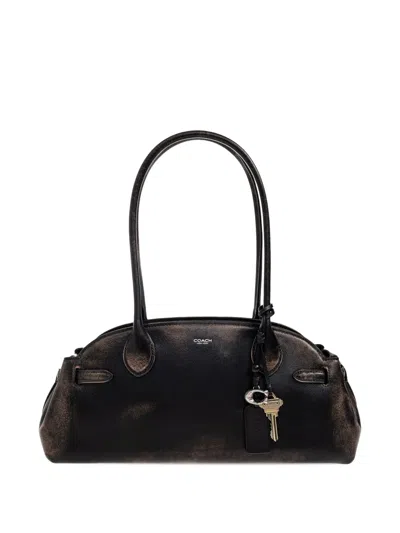 Coach Empire Leather Key-charm Tote Bag In Brown