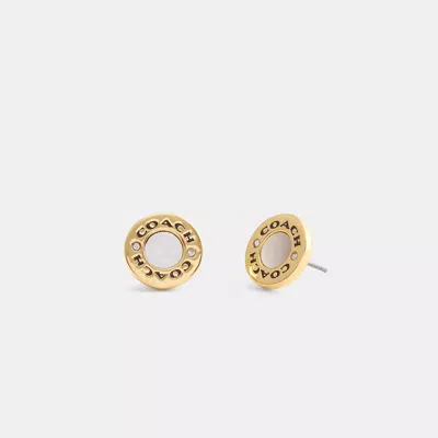Coach Enamel Circle Stud Earrings