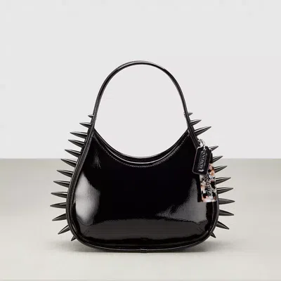 Coach Ergo Bag In Crinkle Patent Topia Leather: Spikes All Over In Black