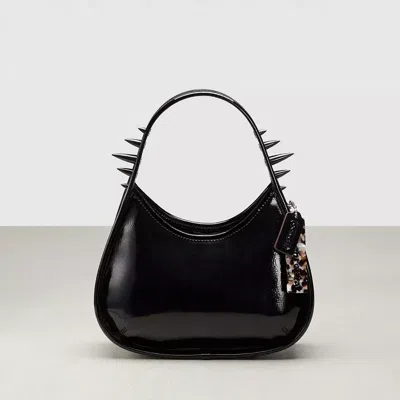 Coach Ergo Bag In Crinkle Patent Topia Leather: Spikes In Black