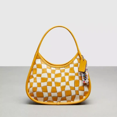Coach Ergo Bag In Wavy Checkerboard Upcrafted Leather In Chalk/buttercup