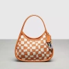 Coach Ergo Bag In Wavy Checkerboard Upcrafted Leather In Faded Orange/chalk