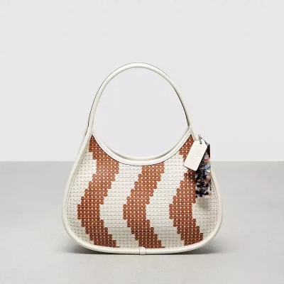 Coach Ergo Bag With Wavy Stripe Upcrafted Leather Sequins In Chalk/brown