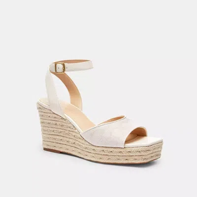 Coach Espadrille Wedge In Signature Jacquard In Chalk