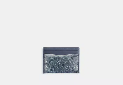 Coach Essential Card Case In Blue | Denim In Brass/denim