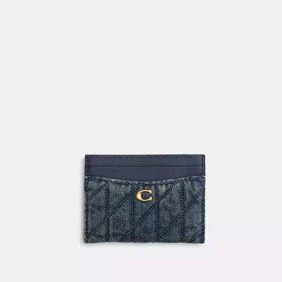 Coach Essential Card Case In Regenerative Cotton Denim With Quilting