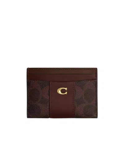 Coach Essential Card Case In Signature Canvas In Brass/maple