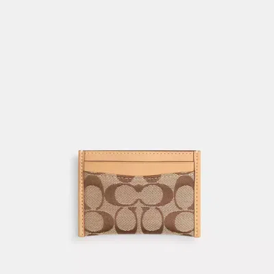 Coach Essential Card Case In Signature Jacquard In Brown