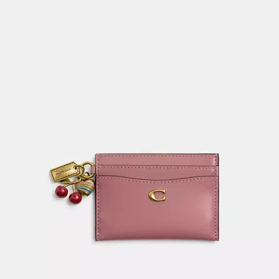 Coach Essential Card Case With Charms In Pink