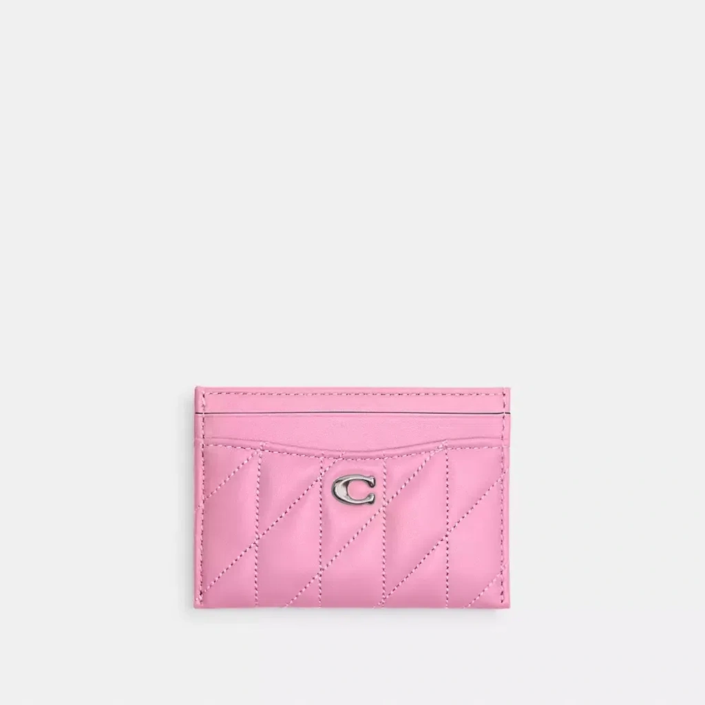 Coach Essential Card Case With Pillow Quilting In Silver